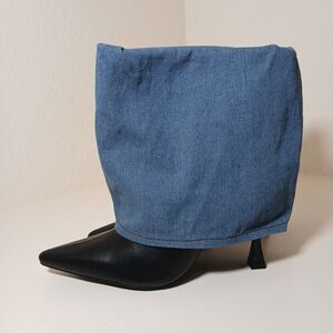 NEW Azalea Wang Denim Black Stiletto 4 inch Boots Tilupa Womens Size 8 #A3